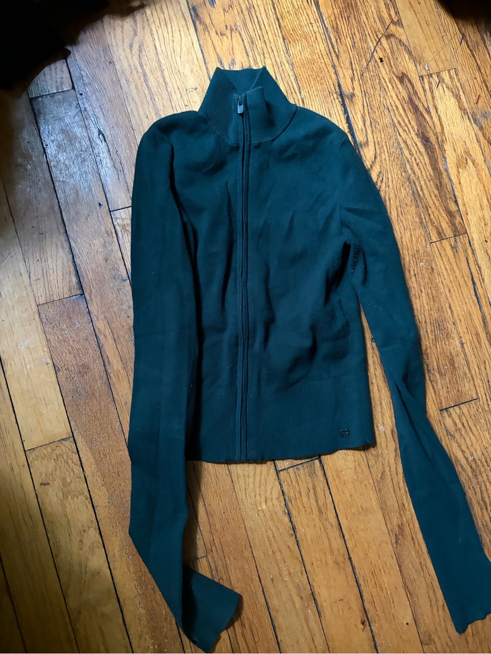Aritzia Dark Green Zip-Up Knit